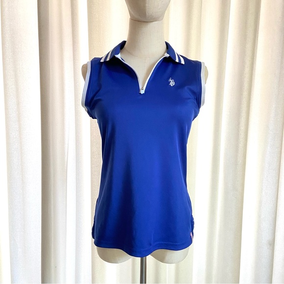 US Polo Assn. | Sleeveless Activewear Top | Blue/White | XS - Picture 1 of 10